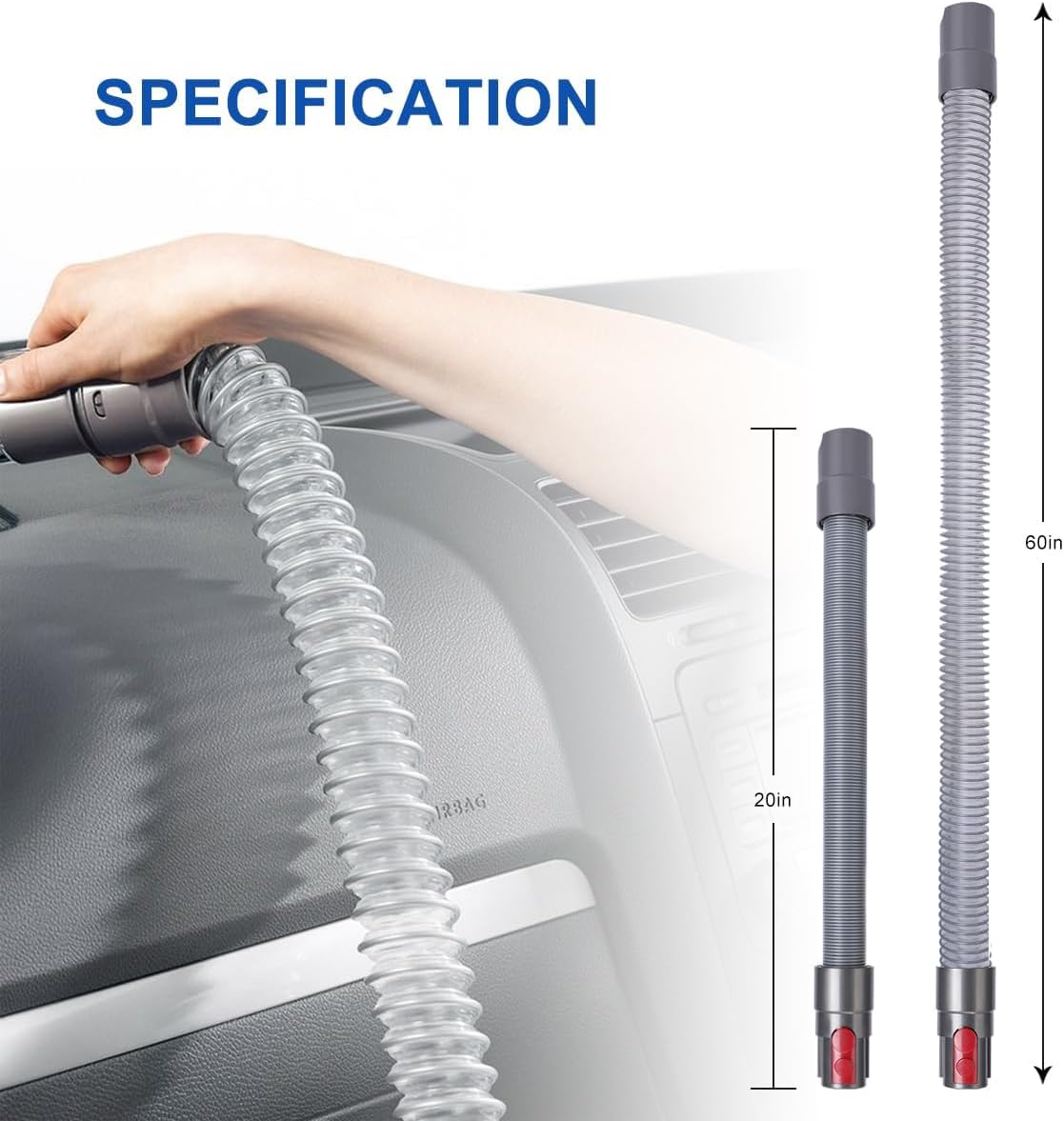 LANMU Flexible Crevice Tool Vacuum Hose for Dyson V15 V12 V11 V10 V8 V7, Attachments for Hard-to-Reach Areas