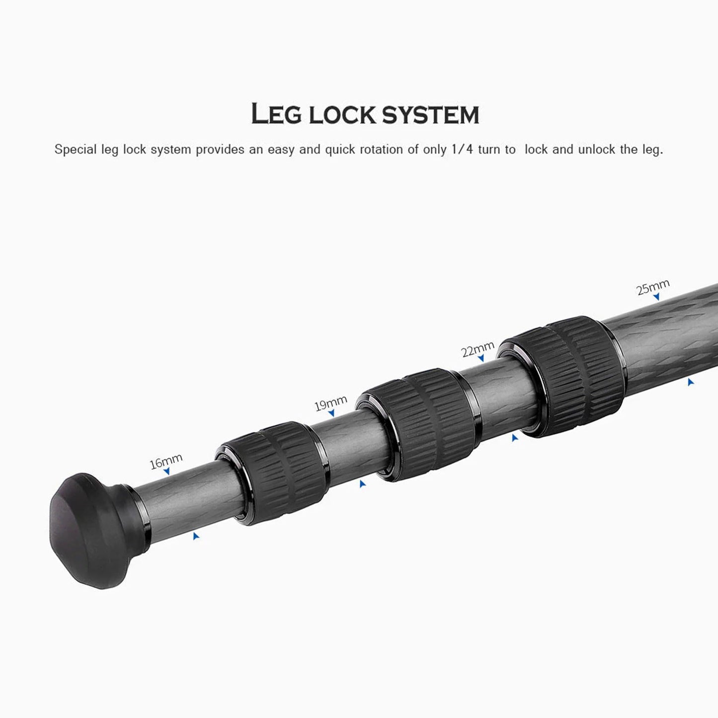 Leofoto 47" Lightweight Carbon Fiber Travel Tripod, Professional Compact Tripod for Camera DSLR Video, Max Load 18Lbs/8KG (LS-254CX)