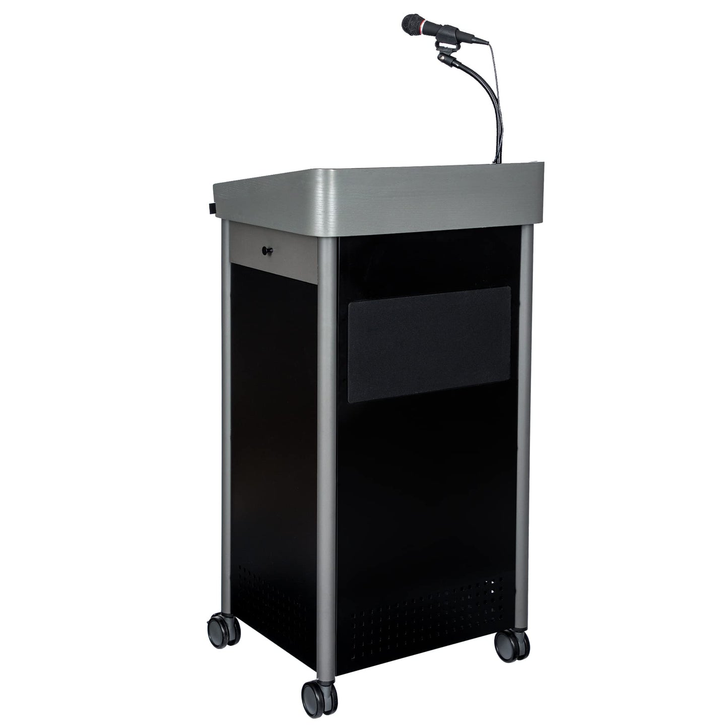 OEF Furnishings CoreSound Media Series Floor-Standing Mobile Lectern (No Microphone, AC Powered, Charcoal Finish)