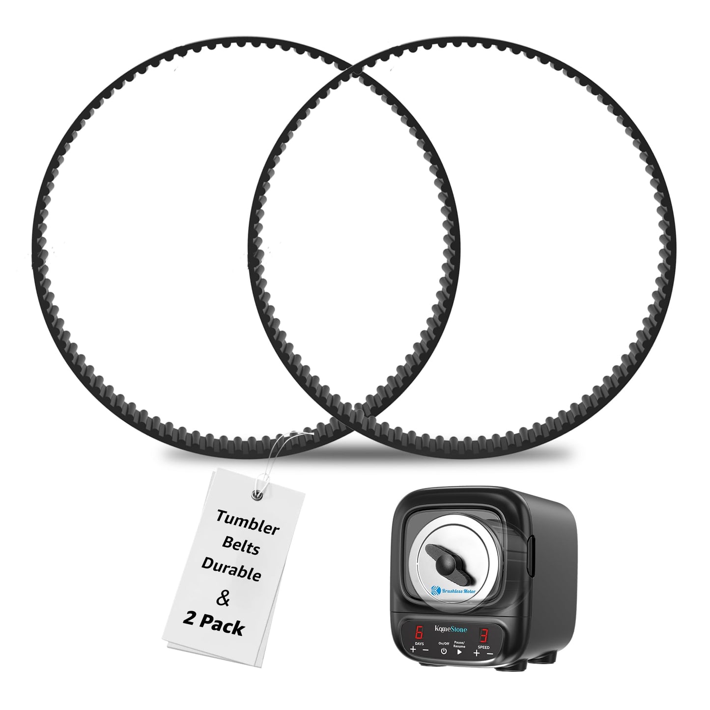 KomeStone K2 Elite Rock Tumbler Belt – Strong & Durable Nylon Replacement Belt with Free 1-Year Support, 2 Pcs