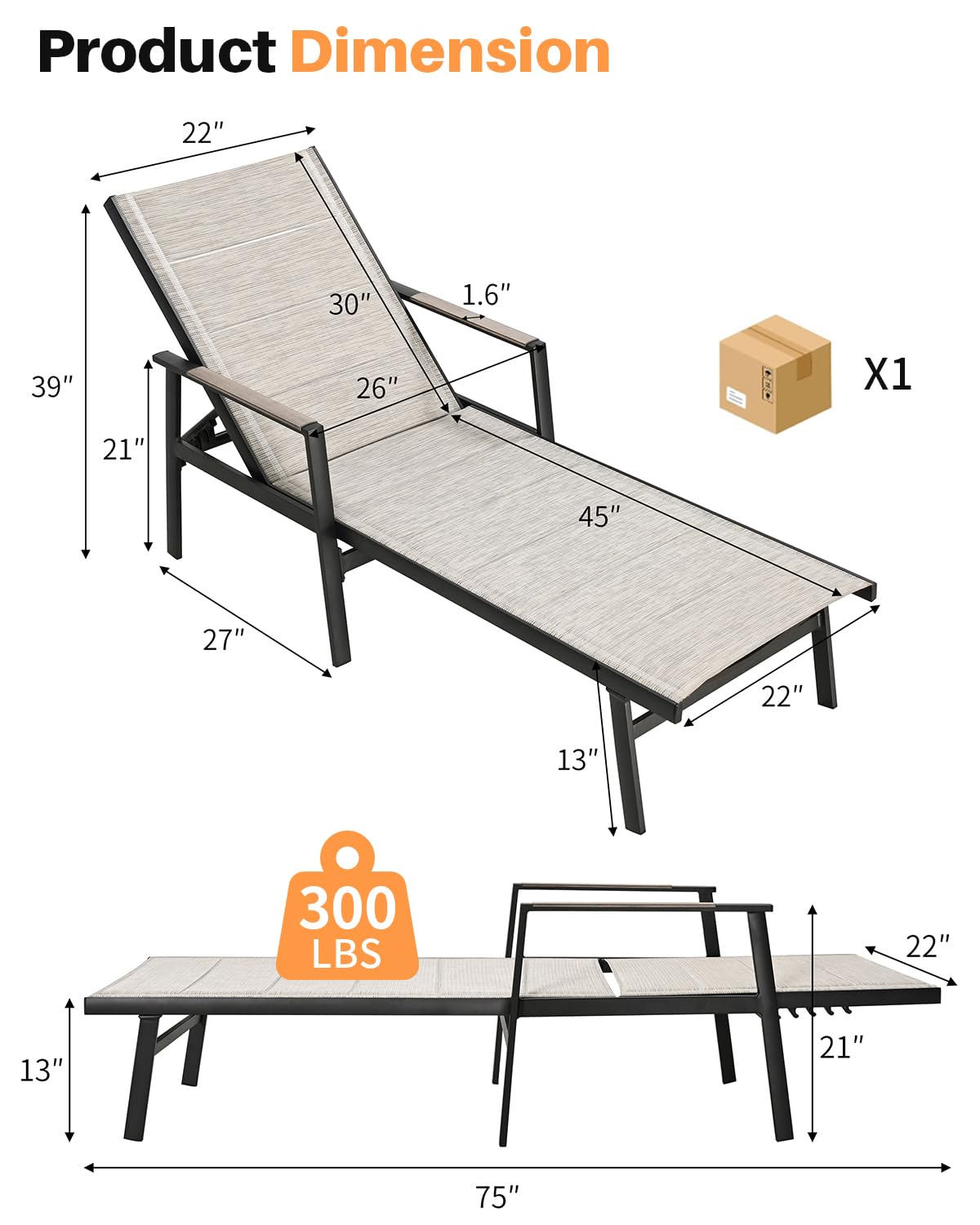 SEEHILL Outdoor Chaise Lounge Set of 2, Never-Rust Aluminum Patio Lounge Chairs with 3D Ultra-Thick Textilene, 6-Position Adjustable Backrest Pool Loungers for Sunbathing, Poolside, Beach, Lawn