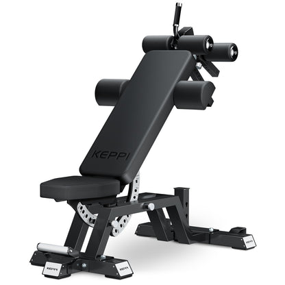 KeppiFitness Weight Bench, 1500LBS Capacity Workout Bench, 17” Bench Press Height, 11+8 Adjustable Weight Bench with Flat/Incline/Decline Angle and On-end Storage - Bench6000 (2026 Version Black Frame)