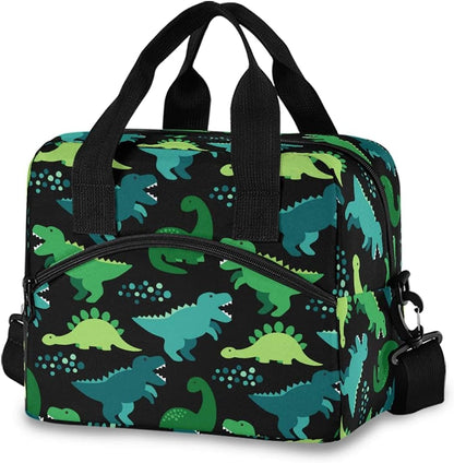 Cute Dinosaur Lunch Bag - Insulated Tote with Shoulder Strap for Office Work and Picnic