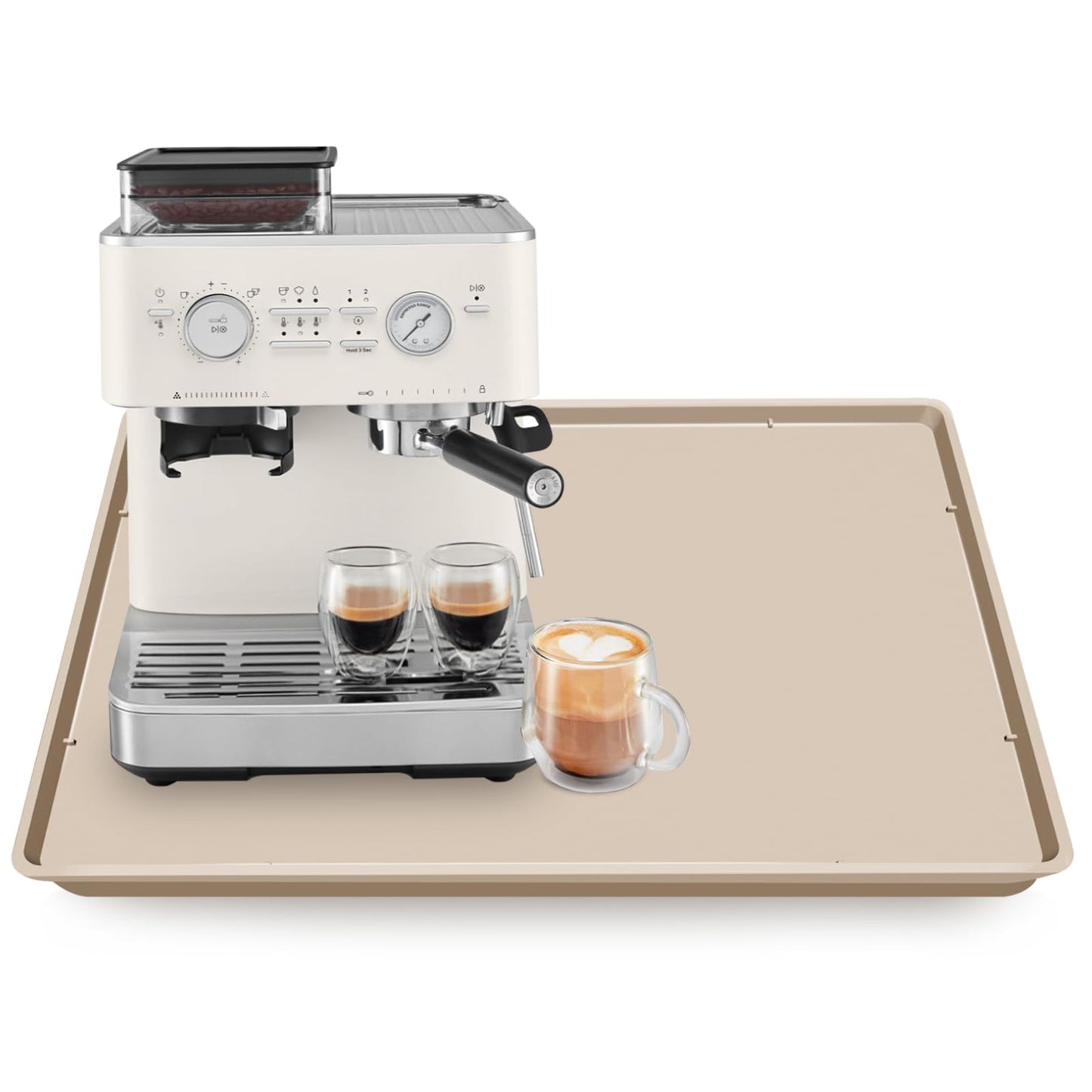 TOHONFOO Silicone Coffee Mat with Lip, 19.7'' x 15'' Heavy Duty Bar Mat, Coffee Tray for Countertop Fit Under Machine Pot Espresso Machine, Grey