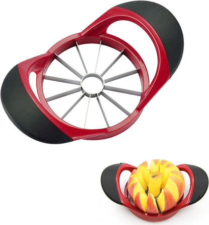 Stainless Steel Apple Corer and Slicer, Ergonomic ABS Anti-Slip Handle with 12 Sharp Blades, Large Size Cutter