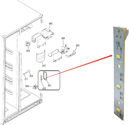 1PK WR55X26671 Compatible Replacement LED Light Board for GE Refrigerators