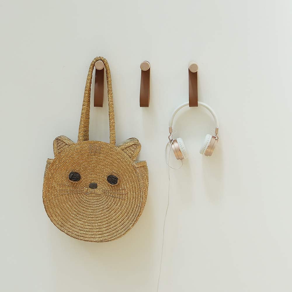 XAOMLP Wooden Coat Hooks - Wall Mounted Vintage Single Organizer Hangers, Handmade Craft Hat Rack, 3pcs