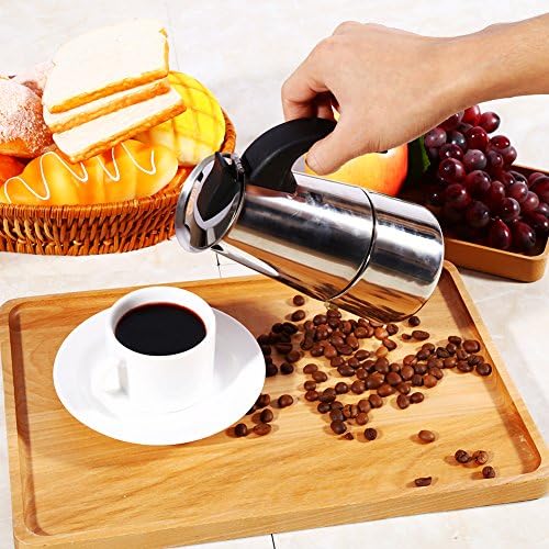 Yosoo Coffee Maker, Stainless Steel Percolator Stovetop Latte Maker, Easy Clean (200ML 4 Cup)