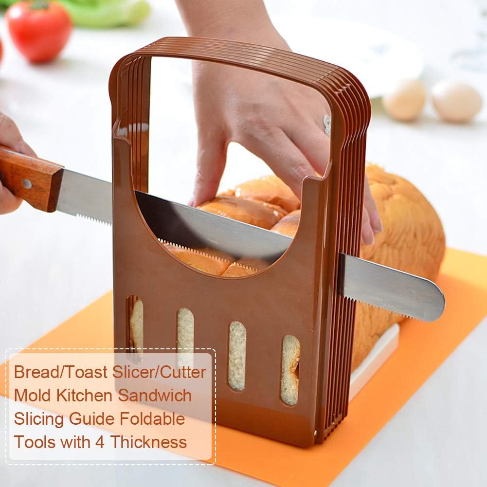 Zerodis Bread Slicer, Foldable Kitchen Tools with 4 Thickness for Homemade Bread