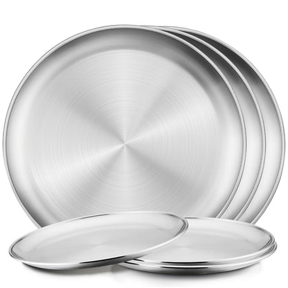 Funnydin 6Pcs Pizza Pan for Oven - 10 & 8 Inch Pizza Pan Set, Stainless Steel Pizza Tray, Non-Toxic Round Pizza Plate for Baking, Party & Picnic Use, Dishwasher Safe