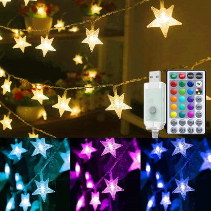 20ft 40 Solhice Color Changing Star String Lights for Bedroom LEDs, Hanging Twinkle Lights USB Powered, Bunk Bed Lights