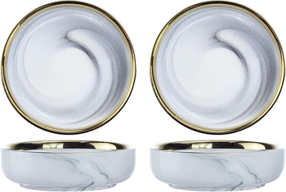 Colias Wing 3.5 Inch Elegant Marble Pattern Porcelain Side Dish Bowl Set of 4 for Soy Dipping Sauce