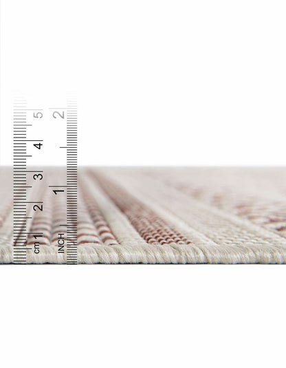 Unique Loom Outdoor Striped Collection Area Rug - Maia (10' x 14' 1" Rectangle, Red/Ivory)