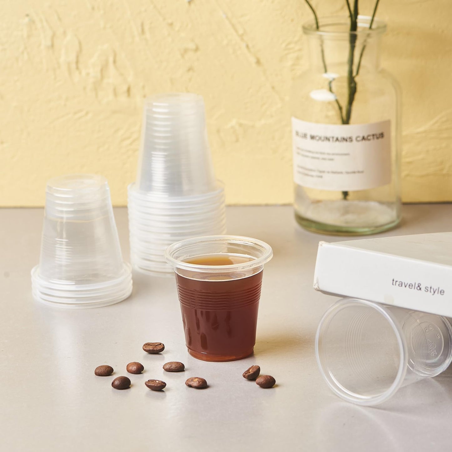 Jaluxing 500 Pack 3.5 OZ Clear Plastic Cups, Small Disposable Mouthwash 3.5 Ounce Bathroom Cups (Formerly FULING)
