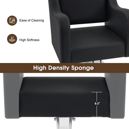 BarberPub Classic Salon Chair for Hair Stylist,Hydraulic Barber Styling Chair,Beauty Salon Spa Equipment 3802 (Black)