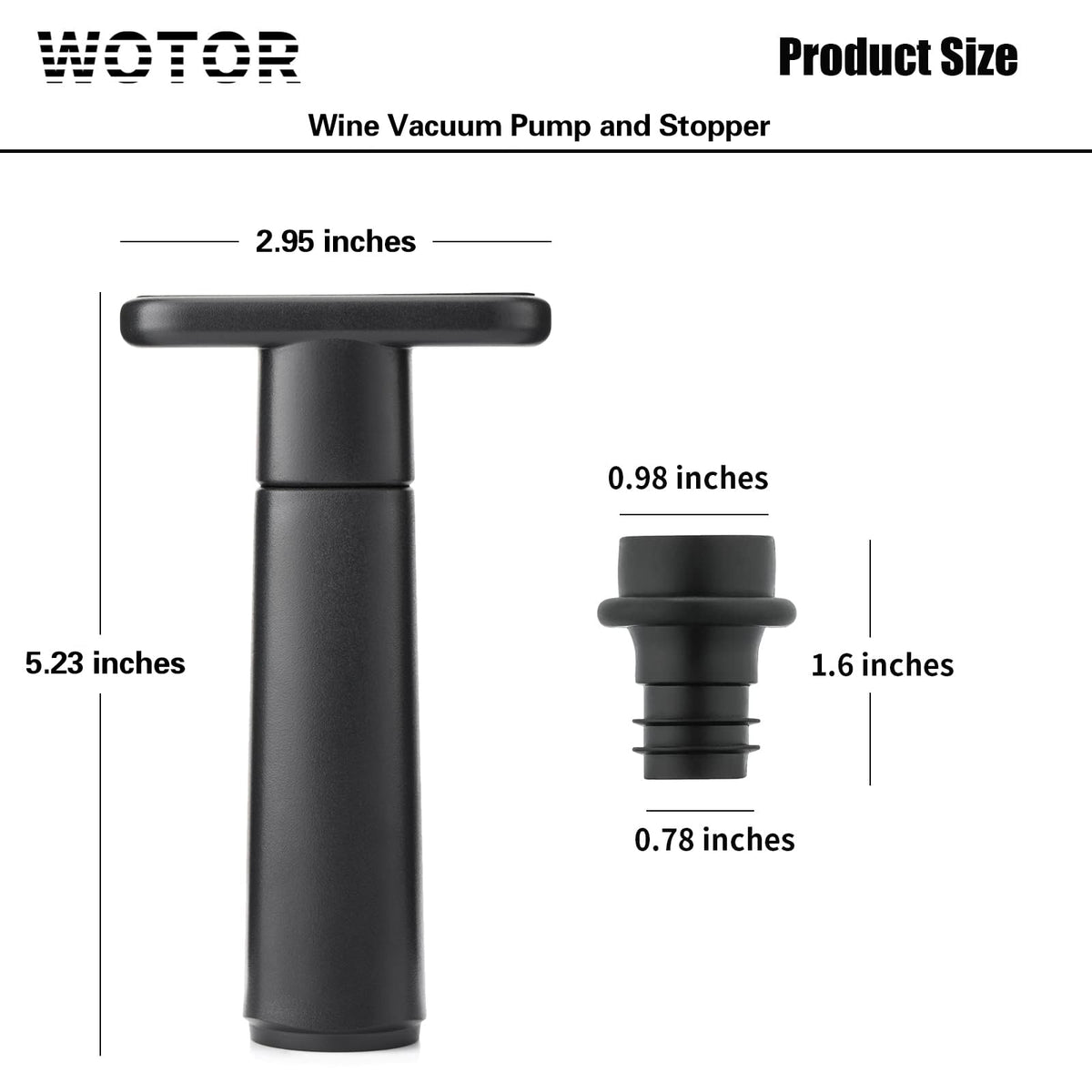 WOTOR Wine Saver Vacuum Pump with 4 Stoppers, Wine Stopper & Preserver, Reusable Bottle Sealer Keeps Fresh, Ideal Accessories Gift (Flat Handle)