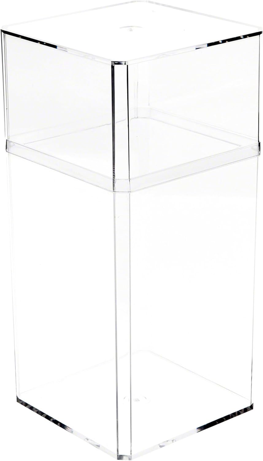 Pioneer Plastics 048C Clear Large Rectangular Plastic Container, 3.75" W x 3.75" D x 8.25" H, Pack of 2