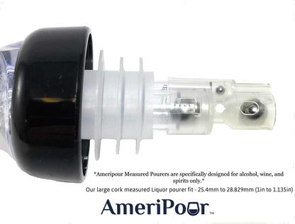 Measured Liquor Pourers - Large Cork For Oversized Bottles - Made 100% In The USA. Bar Spouts That Don't Leak - No Cracks, Just A Perfect Cocktail Pour Everytime. (Clear, 1.5oz (45ml) - 3 Pack)