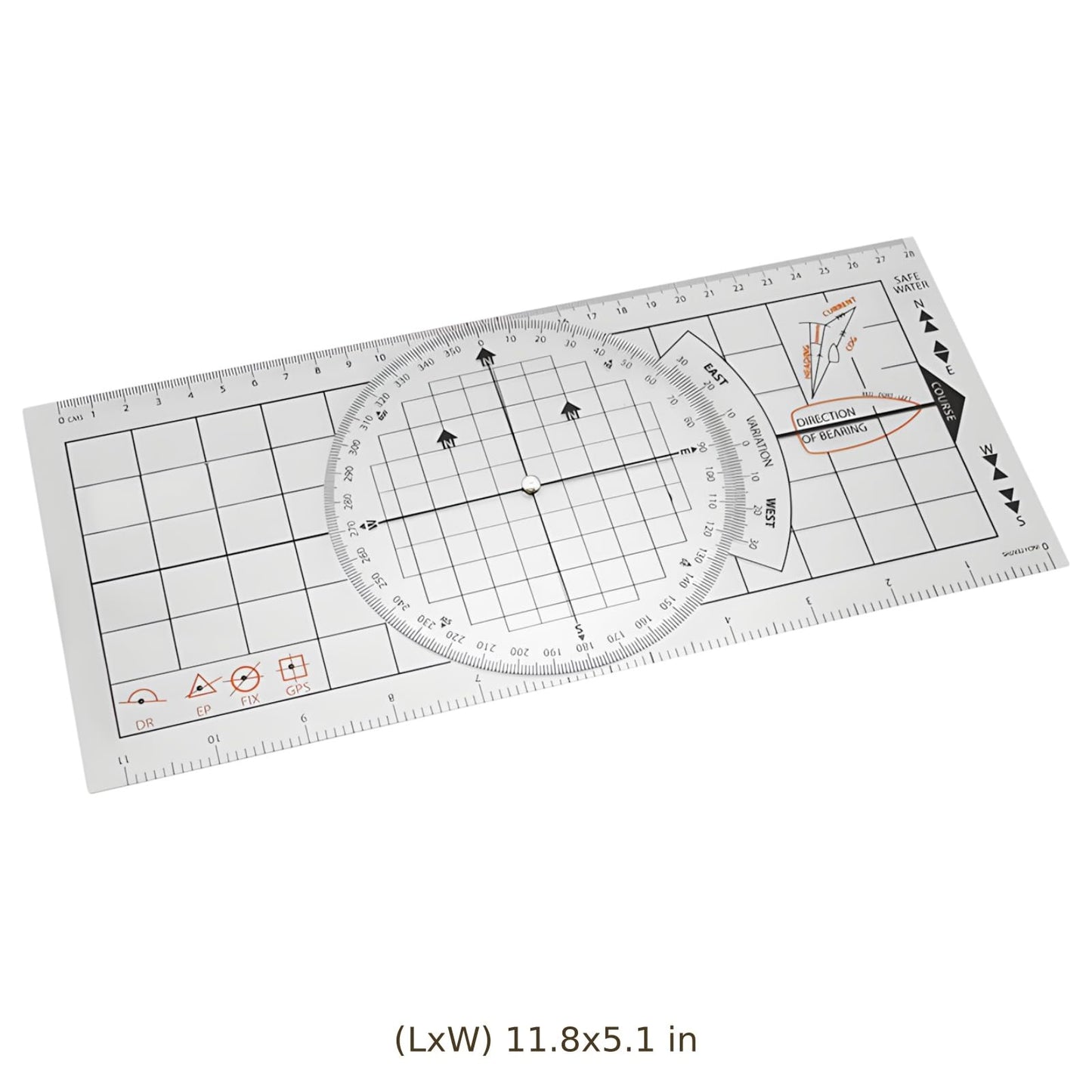3 Pcs Marine Navigation Kit, Nautical Chart Plotting Tool Set with Single Hand Divider, Navigation Ruler and Protractor, Drafting Supplies for Boating, Sailing, Seafaring