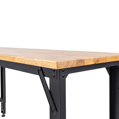 Montezuma 6' Adjustable Height Steel and Solid Wood Workbench Station