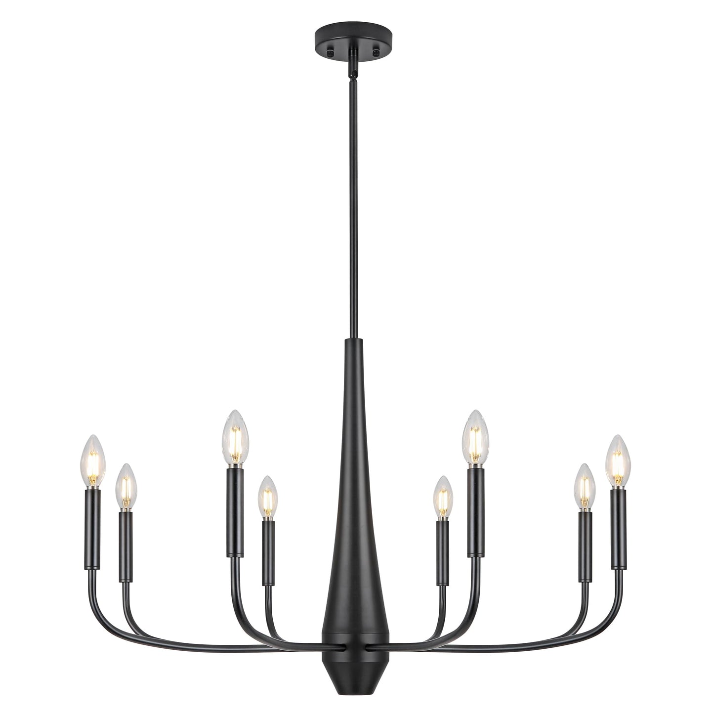 ACNKTZ 8-Light Large Black Chandeliers for Dining Room Light Fixture Hanging, Modern Farmhouse Candle Chandelier, Industrial Metal Pendant Lights Kitchen Island, Living Room Foyer Bedroom Stairway
