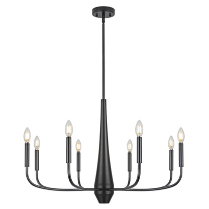 ACNKTZ 8-Light Large Black Chandeliers for Dining Room Light Fixture Hanging, Modern Farmhouse Candle Chandelier, Industrial Metal Pendant Lights Kitchen Island, Living Room Foyer Bedroom Stairway