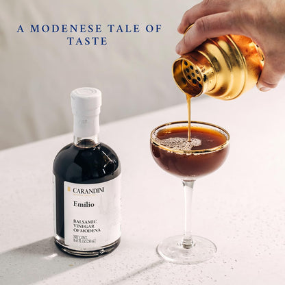 Carandini Emilio Silver Balsamic Vinegar of Modena PGI & Bianca Sweet White Vinegar Combo Set, Premium Italian Vinegars, Perfect for Mother's Day Gift | Made in Italy - 8.45 fl oz (2 Bottles)