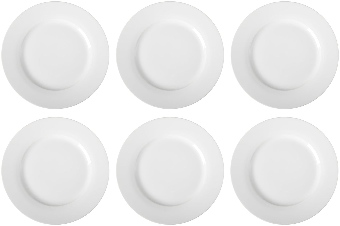 Amazon Basics 6-Piece White Dinner Plate Set, Microwave and Dishwasher Safe for Everyday Use, 10.5 inches