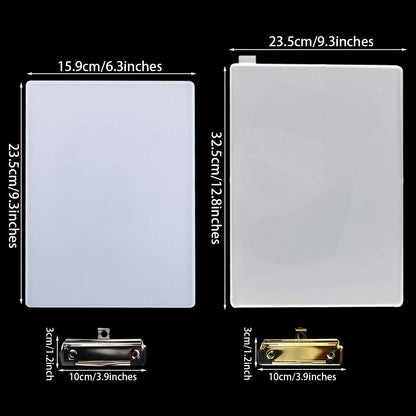 DIYBravo 2 PCS A4 A5 Clipboard Resin Molds Portfolio Drawing Board Epoxy Casting Molds with 2 Metal Accessories Letter Size File Folder Silicone Mold for DIY Sketch Board (2 molds and 2 Clips)