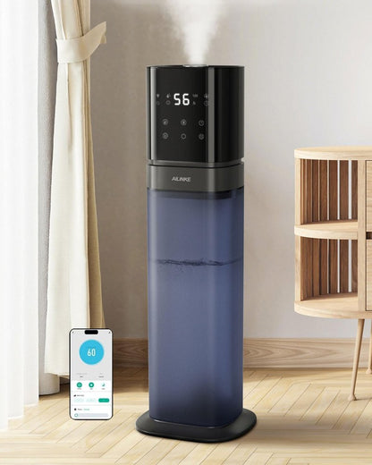 AILINKE Humidifiers for Bedroom 2.1Gal/8L, Smart Humidifier for Large Room, Cool Mist Humidifiers for Home Kids Plants, Top Fill Humidifier with Extension Tube, WIFI APP & Voice Control, Dark Blue