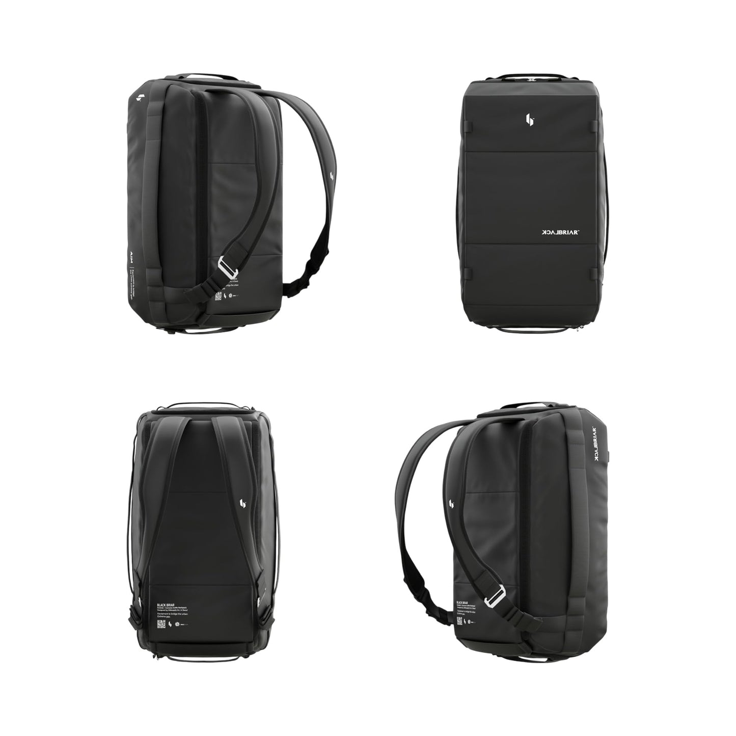 Blackbriar Range Duffel 40L Ash Black 2.0 Version, Convertible Backpack with Patented Magnetic Access, Modular S-Partition, Dual Shoe Garage | Waterproof Drycoatex™ for Tactical, Travel, Gym