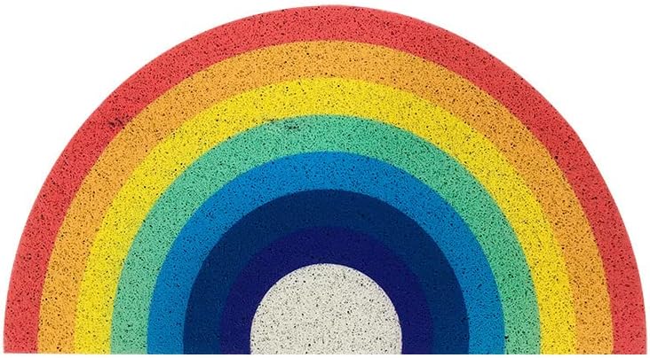 Rainbow Welcome Mat, Half Circle Doormat for Front Door, 15.7"x31.5" Non Slip Absorbent Carpet for Home Entrance