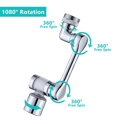 1080°Swivel Faucet Extender with Filter, Sink Water Faucet Aerator Extension in Brass, Swivel Robotic Arm Bathroom Faucet Extender, Kitchen Rotating Extension with 2 Mode Splash