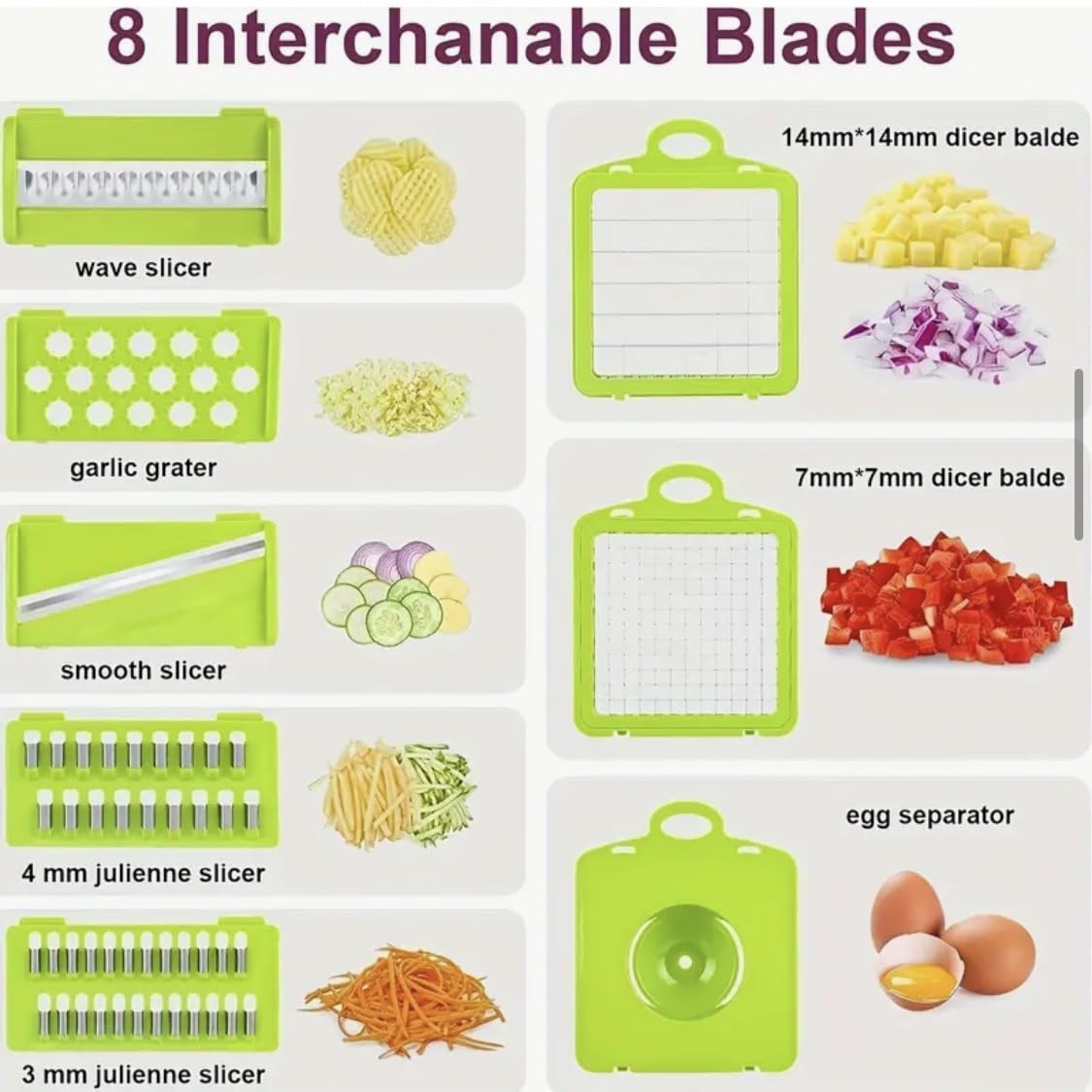 14 in 1 Vegetable Chopper Dicer with Container, Mandoline Slicer, Cheese Grater, Cabbage Shredder, French Fry Cutter, Stainless Steel Manual Hand Kitchen Gadget for Onion Potato Fruit