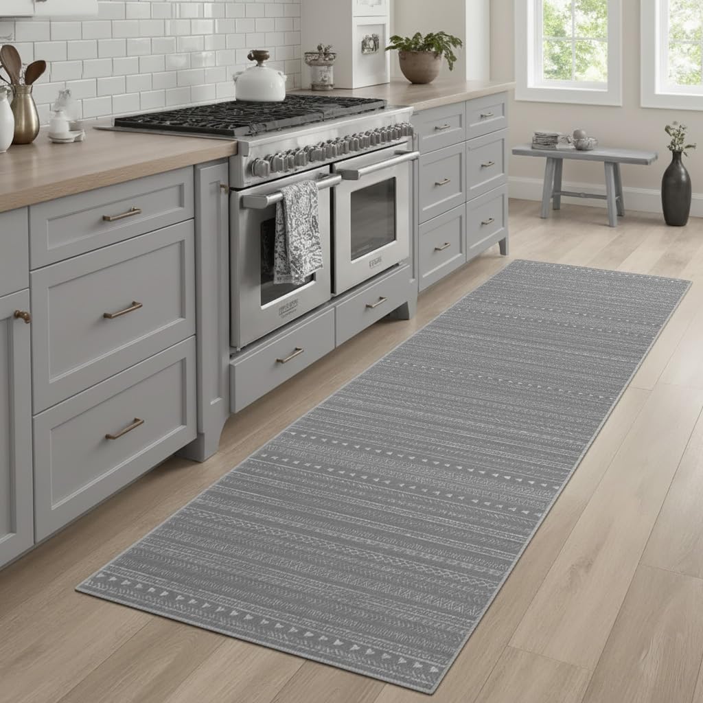 2x8 Enkor Runner Rugs for Hallway, Washable Soft Maroc Non Slip Floor Rugs for Kitchen, Modern Mat for Living Room