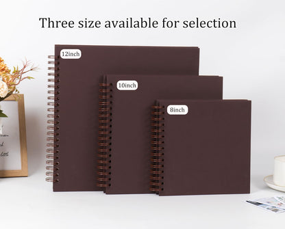 RECUTMS 10 x 10 Inch DIY Scrapbook Album 60 Pages Hardcover Kraft Paper Scrap Book Photo Albums Memory Book for Wedding and Anniversary Family (Coffee)