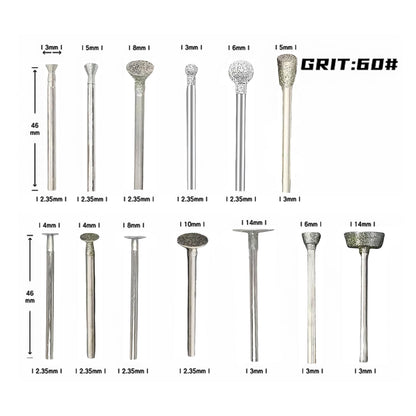 Orialvenka 30Pcs Diamond Grinding Bit Polishing Kit Compatible with Dremel Stone Carving Set Diamond Bits 1/8" (2.35mm/3mm) Shank Accessories for Stone Glass Ceramics Carving, Polishing, Grinding
