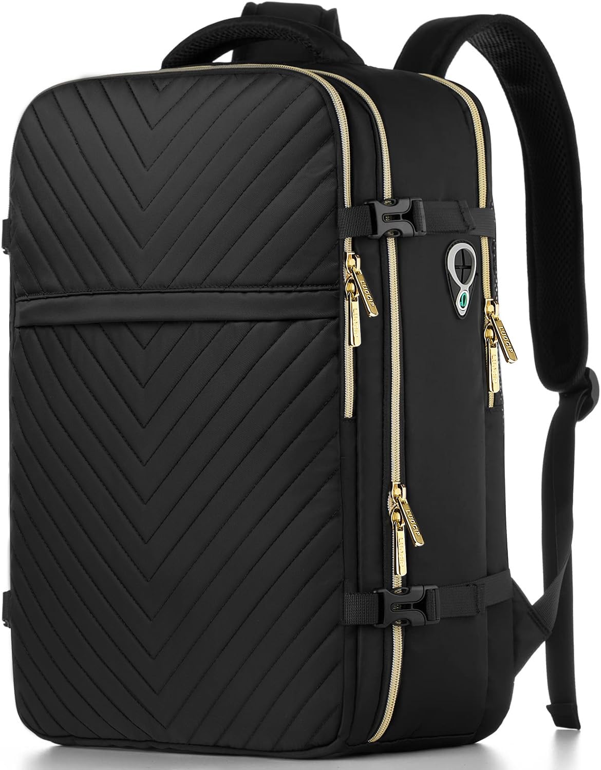 Large Carry On Travel Backpack - Flight Approved Waterproof Anti-Theft Luggage Daypack for Women Men Fit 17 Inch Laptop Business Weekender Overnight Backpack College Bag Personal Item Size Black