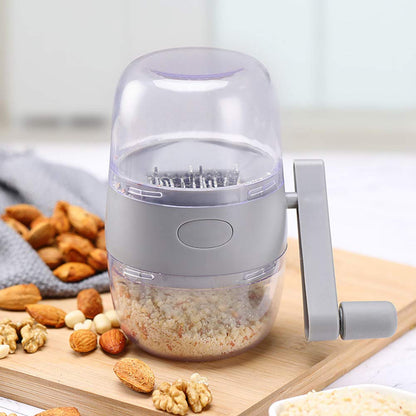 Nut Chopper, Portable Manual Hand Nut Chopper for All Nuts Walnut Pecans, Hand Crank Nuts Grinder Kitchen Tool(COLOR:Grey)
