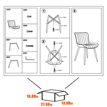 YOUNUOKE Mid-Century Modern Dining Chairs Set of 2, White PU Leather Upholstered Kitchen Chairs with Black Metal Legs, Armless Accent Chair for Dining Room, Guest Reception Room