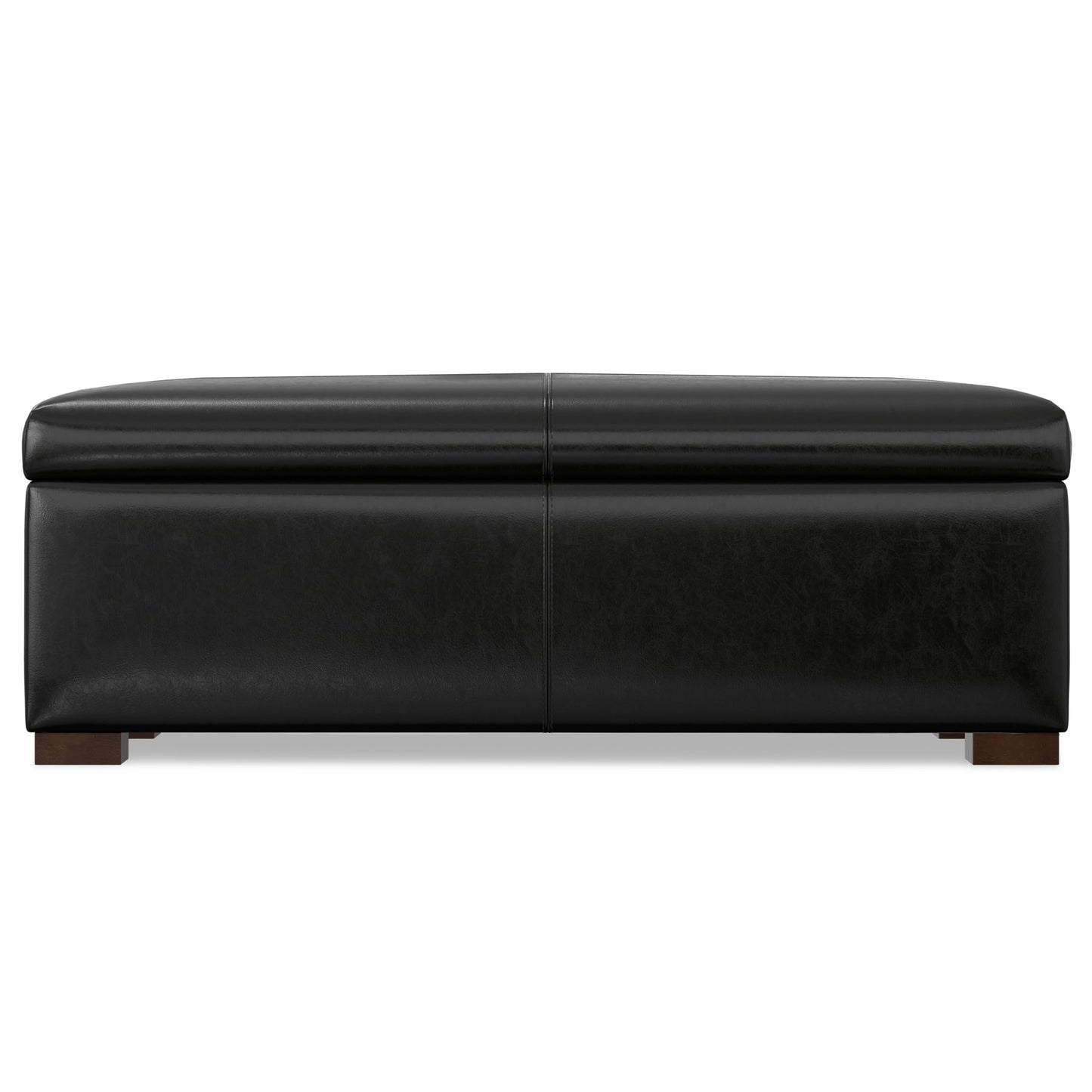 SIMPLIHOME Gabbie Storage Ottoman - 48 inch Wide Upholstered Vegan Leather Rectangle Storage Ottoman Bench in Midnight Black, Contemporary Ottoman for Living Room with Lift-Up Lid