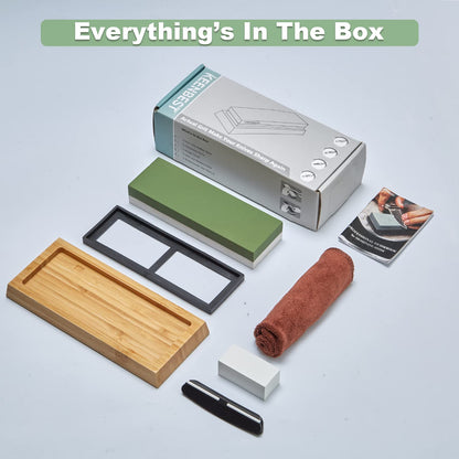 KEENBEST 1000 6000 Grit Whetstone Kitchen Knife Sharpening Stones 2 Side Water Wet Stone Sharpener Kit Japanese Wetstone Anti-Slip Base Angle Guide User Guidebook