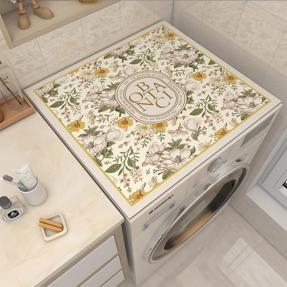 Colorful Diatomite Washer or Dryer Cover, Cute Dust-proof Mat for Laundry Machine, 23.6X23.6 in (Colorful-A)