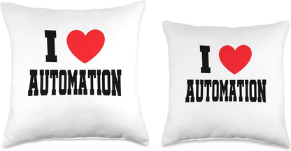 My Heart I Love Automation Throw Pillow, 18x18, Multicolor