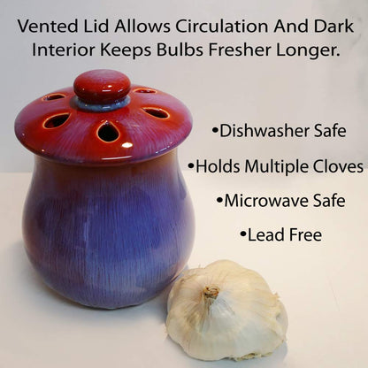 Cottage Creek Garlic Keeper, Garlic Clove Storage Container with Vented Lid, Garlic Holder