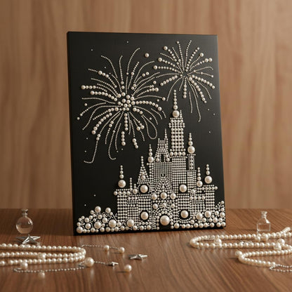 DIY Castle Pearl Painting Kit – Creative Handmade Christmas Tree Wall Art, Elegant Beaded Craft Gift for Girlfriend, Friends, and Holiday Home Decoration (White Building)