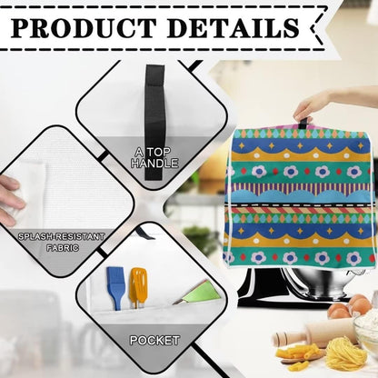 Aztec Geometric Kitchen Aid Mixer Cover, Compatible with 4.5-5 Quart Mixers, Flower Design with Pockets