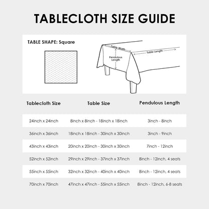 24 24 Inch Small Square Light Blue Tablecloth x Polyester Fabric Washable Table Cover Decorative Wrinkle Resistant