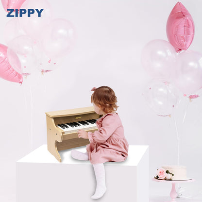 ZIPPY Kids Piano Keyboard, 25 Keys Digital Piano for Kids, Mini Music Educational Instrument Toy, Wood Toy for Toddlers Girls Boys (Oak)