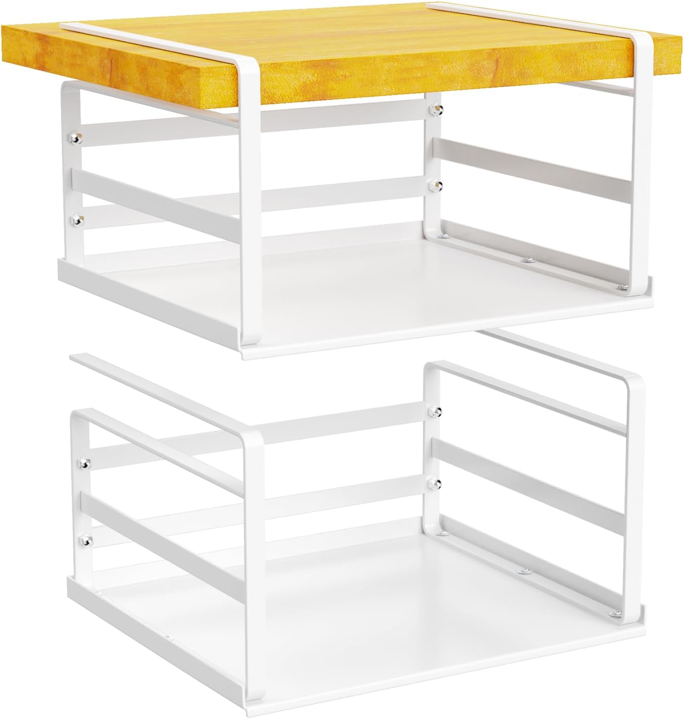 PEKGRIL 2 Pack Under Shelf Basket, Heavy Duty White Hanging Storage Basket for Kitchen, Pantry, Desk, Cabinet